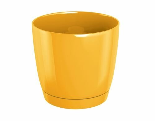Květináč COUBI ROUND P s miskou žlutý 13,5cm