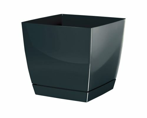 Květináč COUBI SQUARE P s miskou grafit 15,5cm
