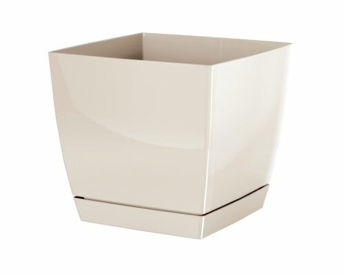 Květináč COUBI SQUARE P s miskou krémový 12cm