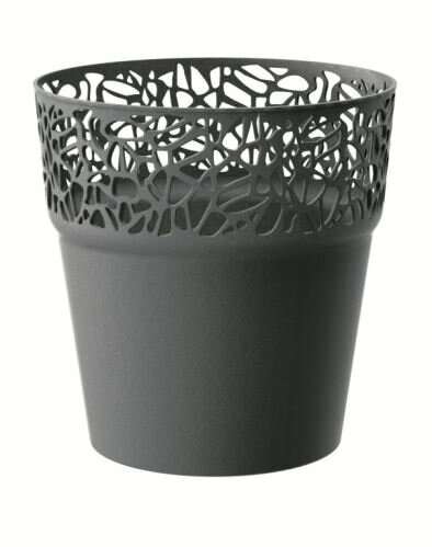 Květináč s krajkou NATURO grafit 14,5 cm