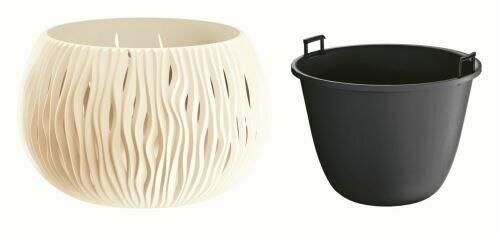 Květináč s vkladem SANDY BOWL krémový 47,8 cm