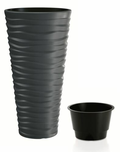 Květináč SAND SLIM + vklad antracit 29,6 cm