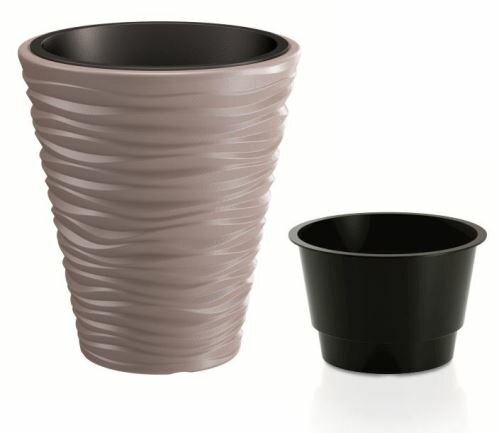 Květináč SAND + vklad mocca 38,8 cm