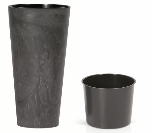 Květináč TUBUS SLIM EFFECT + vklad antracit 20 cm