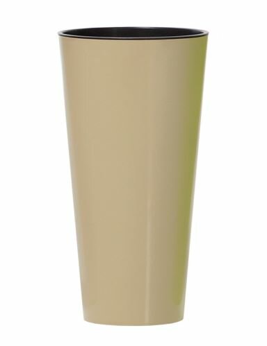 Květináč TUBUS SLIM + vklad káva s mlékem lesk 25cm