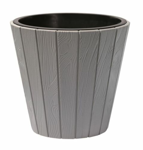 Květináč WOODE + vklad šedý kámen 48,8 cm