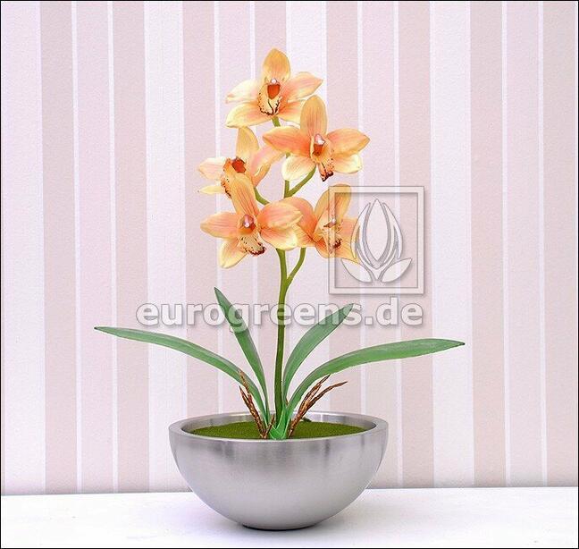 Umelá rastlina Orchidea Cymbidium oranžová 50 cm