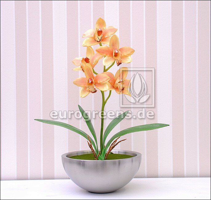 Umelá orchidea Cymbidium - oranžová 50 cm