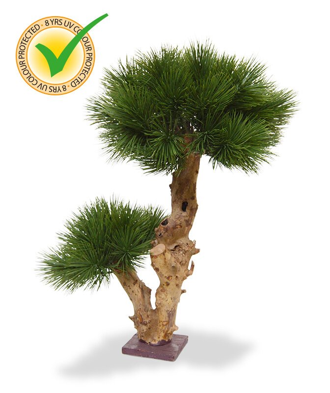Umelý Bonsai Faux Pine na drevenom podklade - 55 cm