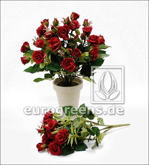Umelý krík ruží červenej farby - 25 cm